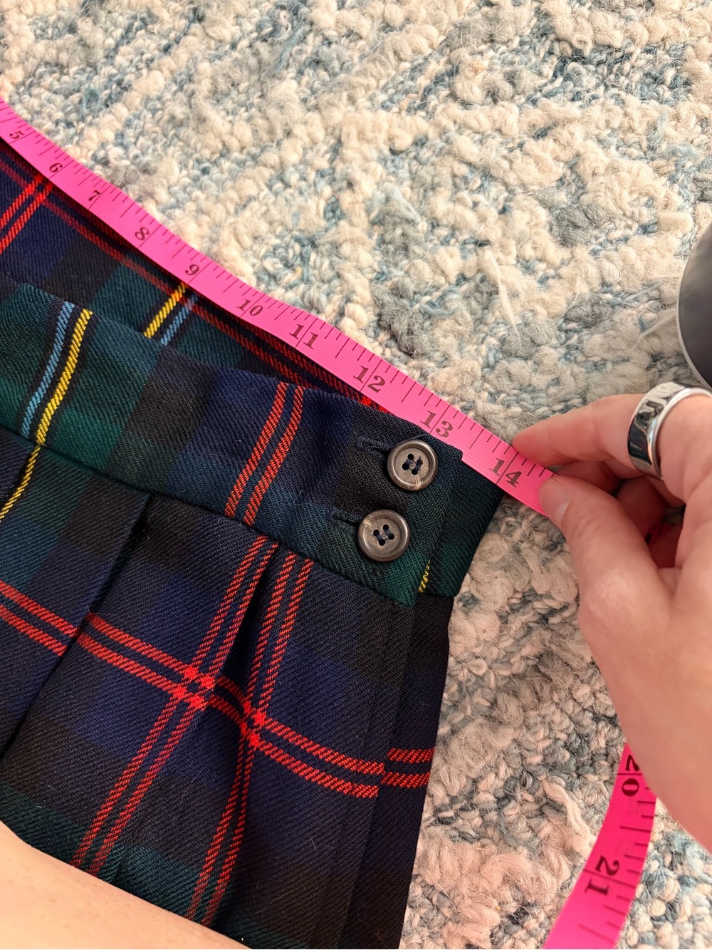 Vintage Ralph Lauren Tartan Plaid Maxi Pleated Skirt in Navy, Green, Red, Yellow - Picture 6 of 9